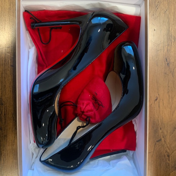 NEW Christian Louboutin Simple Pump 100mm Black Patent - Picture 5 of 6